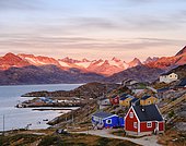 Settlement Kuummiit (formerly spelled Kummiut). Ammassalik area in East Greenland. North America, Greenland, Danish Territorrry