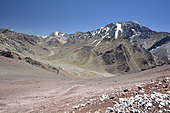 Quebrada de Matienzo Valley seen from the Cristo Redentor de los Andes pass, Andes Mountains, Mendoza Province, Argentina