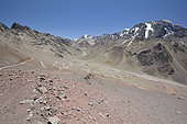 Quebrada de Matienzo Valley seen from the Cristo Redentor de los Andes pass, Andes Mountains, Mendoza Province, Argentina