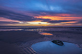 Ambleteuse beach at sunset, Opal Coast, France
