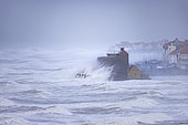 Fort Ambleteuse in storm Eunice, Opal Coast, France.