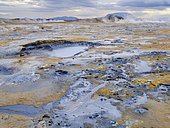 Geothermal area Hveraroend or Namaskard. Landscape at lake Myvatn. Europe, Northern Europe, Iceland