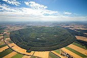 Aerial view, lignite open-pit mining, reforestation, heap with forest Etzweiler, Welldorf, Jülich, Rhineland, North Rhine-Westphalia, Germany, Europe