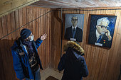 Portrait of the precursors of the study of permafrost in the corridors leading to the underground laboratories of the permafrost institute allowing the study of permafrost and the storage of cores at negative temperatures, Yakutsk, Republic of Sakha, Russia