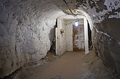 Corridor of the underground laboratory of the permafrost institute at 7m underground allowing the study of Permafrost and the storage of cores at negative temperatures, Yakutsk, Republic of Sakha, Russia