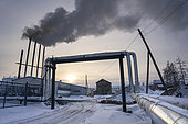 Hot water pipeline and thermal plant for the production of hot water for district heating, powered by coal, Berdigestiakh, Republic of Sakha, Russia