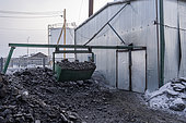 Coal ready to enter in the thermal plant for the production of hot water for district heating, powered by coal, Berdigestiakh, Republic of Sakha, Russia