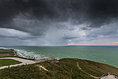 Thunderstorm over the sea in front of Cap Blanc-nez, Opal Coast, Pas de Calais, France