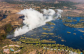 Victoria falls on Zambezi River, the largest curtain of water in the world, Zambia/Zimbabwe