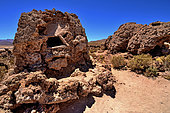 Ch’ullpa Sepulchre, Funeray tower, Señoríos de los Lipes culture (1200-1450), the bodies were deposited in crevices of the volcanic tufa, Necopolis, San Juan del Rosario, Bolivia