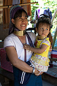 Kayan woman and girl N.W. Thailande.