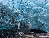 Glacial cave in Vatnajoekull Nationalpark, Iceland. Glacial cave in the Breidamerkurjoekull Glacier in Vatnajoekull National Park. europe, northern europe, iceland, February