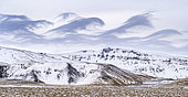 Nuages sur les hauts plateaux d'Islande en hiver, Vik Y Myrdal, Islande.