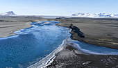 View over the Skeitherarsandur during Winter, Iceland. View over the Skeitherarsandur during Winter towards Vatnajoekull. europe, northern europe, iceland, February