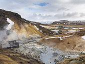 Geothermal area Seltun during winter, Reykjanes, Iceland. Geothermal area Seltun heated by the vulcano Krysuvik on Reykjanes peninsula during winter. europe, northern europe, iceland, February