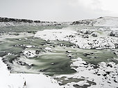 Urridafoss during winter, Iceland. Urridafoss waterfall and river Thorsa during winter, europe, northern europe, iceland, February