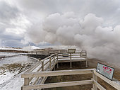 Zone géothermique de Gunnuhver sur la péninsule de Reykjanes en hiver, Islande