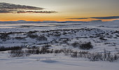 Sunrise in wintery Iceland. Sunrise in the mountains of Iceland. europe, northern europe, iceland, February