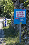 Road sign announcing the prohibition of use of pesticide for roadsides, Vaucluse, France