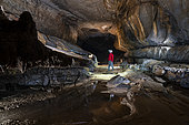 Man in Krizna Jama Cave, Cross Cave, Grahovo, Slovenia.