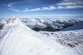 Snow-covered ridges of Mont Ventoux, Regional Nature Park, Vaucluse, France.
