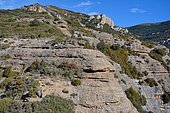 Cliffs of the Soton river above the hermitage of San Cristobal, Bolea, Aragon, Spain