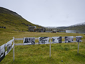 Abandoned fish factory in Eyri at fjord Ingolfsfjoerdur. The Westfjords (Vestfirdir) in Iceland during late autumn Herbst. Europe, Northern Europe, Iceland