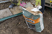 Preparation of the foundation concrete, Setting up a garden greenhouse, Pas de Calais, France