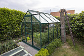 Garden greenhouse in a private garden, Pas de Calais, France