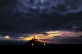 Mont-Saint-Michel at dusk, Manche, Normandy, France