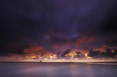 Sunset over the Bay of Mont-Saint-Michel from the Pointe du Grouin du Sud, Manche, Normandy, France