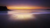 Sunset at Port Bara on the Côte Sauvage in Saint-Pierre-Quiberon, Morbihan, Brittany, France