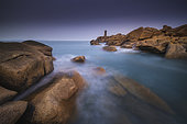 Mean Ruz lighthouse in Ploumanac'h, Pink Granite Coast, Côtes d'Armor, Brittany, France