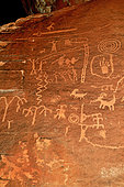 Petroglyphs. With a "Atlal" (Spear-thrower) Probably "Gypsum people". between 2000B.C. -200A.D. Valley of fire Nevada.