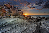 Sunset on the Wild Coast on the Quiberon Peninsula, Morbihan, Brittany, France