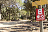 Forest fire prevention sign on Porquerolles Island, Var, France