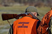 Lieutenant de louveterie (Wolfcatcher) with rifle during a wild boar hunt, France