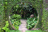 Entrance of the garden made by the artist Bewis Bawa (1909-1992), older brother of the architect Geoffrey Bawa. Bentota. Sri Lanka.