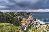 Isle of Lewis, part of the island Lewis and Harris in the Outer Hebrides of Scotland. The cliffs and sea stacks near Mangersta (Mangurstadh) in Uig. Europe, Scotland, July