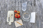 Harvesting seeds of old variety tomatoes 'Coeur de boeuf' and 'Noire de Crimée