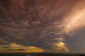 Stormy sky with mammatus clouds at sunset, over Vaucluse and Gard, France