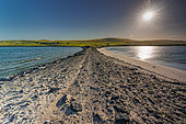 Isthme sablonneuse de Minn Beach, sur la presqu'île de West Burra, Shetland, Ecosse