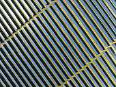 Rows of solar panels at a photovoltaic plant near Espejo. Aerial view. Drone shot. Córdoba province, Andalucía, Spain.
