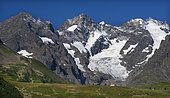 Massif de la Meije at the beginning of the summer, seen from the Lautaret pass, Parc national du Massif des Ecrins, Alpes, France