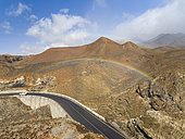 Landscape with rainbow, east coast near Porto Novo. Island Santo Antao, Cape Verde in the equatorial atlantic. April