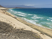 Coastal landscape near Calhau. Island Sao Vicente, Cape Verde an archipelago in the equatorial, central Atlantic in Africa.