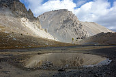 Lake Lauzon at low water, Queyras accessible from Arvieux, Alps, France