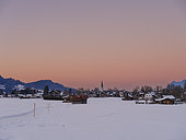 Town Oberstdorf. The Allgaeu Alps (Allgaeuer Alpen) near Oberstdorf during winter in Bavaria. Europe, Germany, January