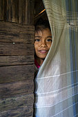 7-year-old Rama girl at the entrance of her room, Nicaragua, San Juan de Nicaragua.