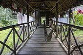 Walkway in a traditional Rama house built along the Rio Indio river, Nicaragua